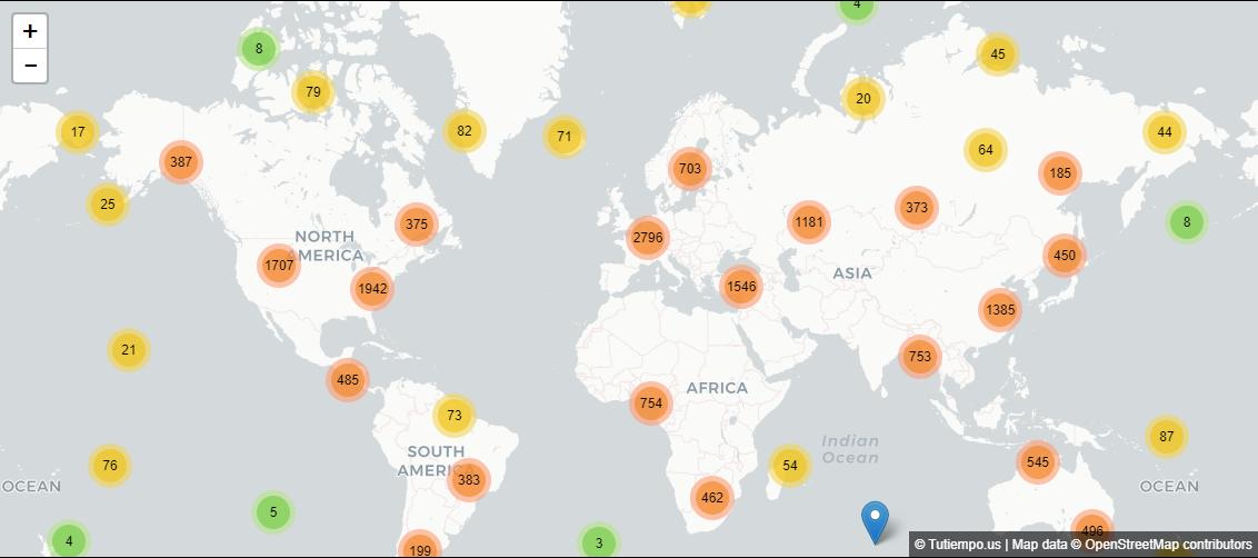 Map of weather stations